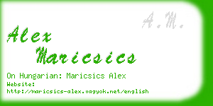 alex maricsics business card